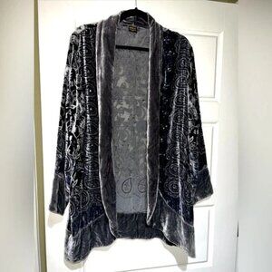 Ethos Silk Velvet Beaded Kimono Jacket L
